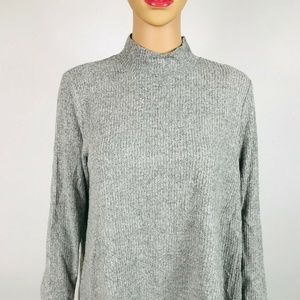 Chiffon-Hem Mock-Neck T Gray Black K#21